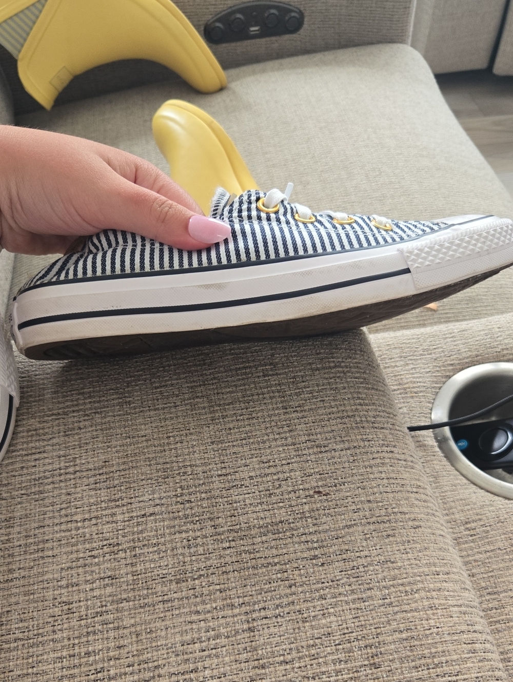 Converse Chuck Taylor Shoreline Railroad Stripe Sneakers Women’s 8.5 Navy Gold - Picture 5 of 5